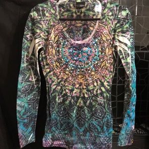 Long sleeved snake print scoop neck